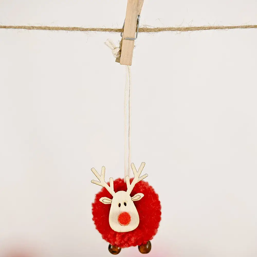 Felt fawn pendant Red