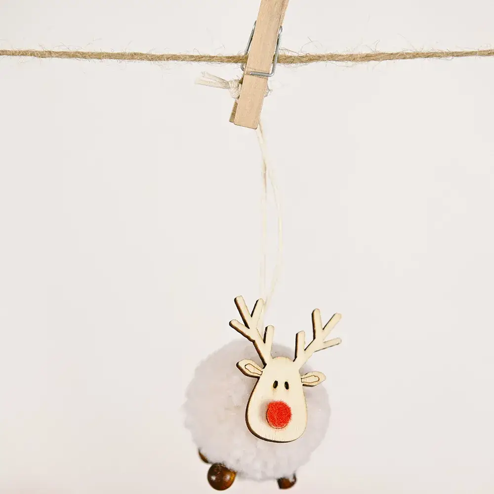 Felt fawn pendant White