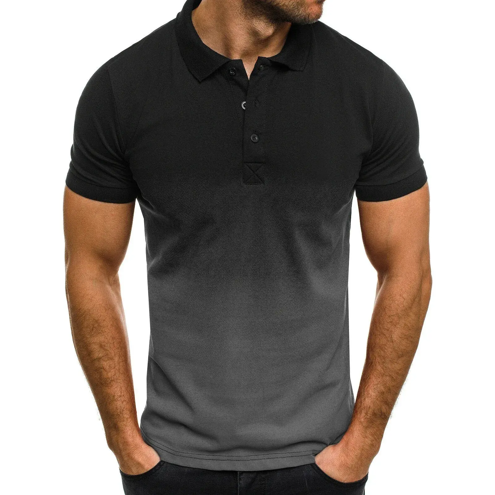 Men 3D Sports Polo Shirt Olive Green Slim Fit