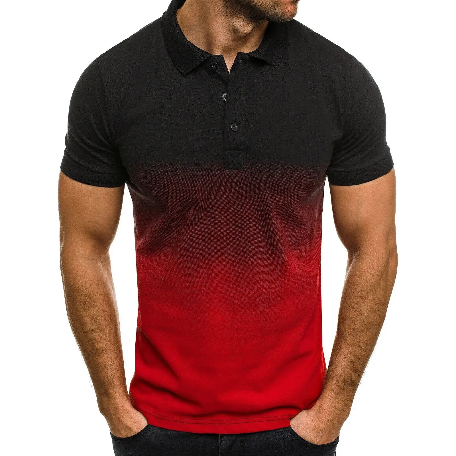 Men 3D Sports Polo Shirt Olive Green Slim Fit
