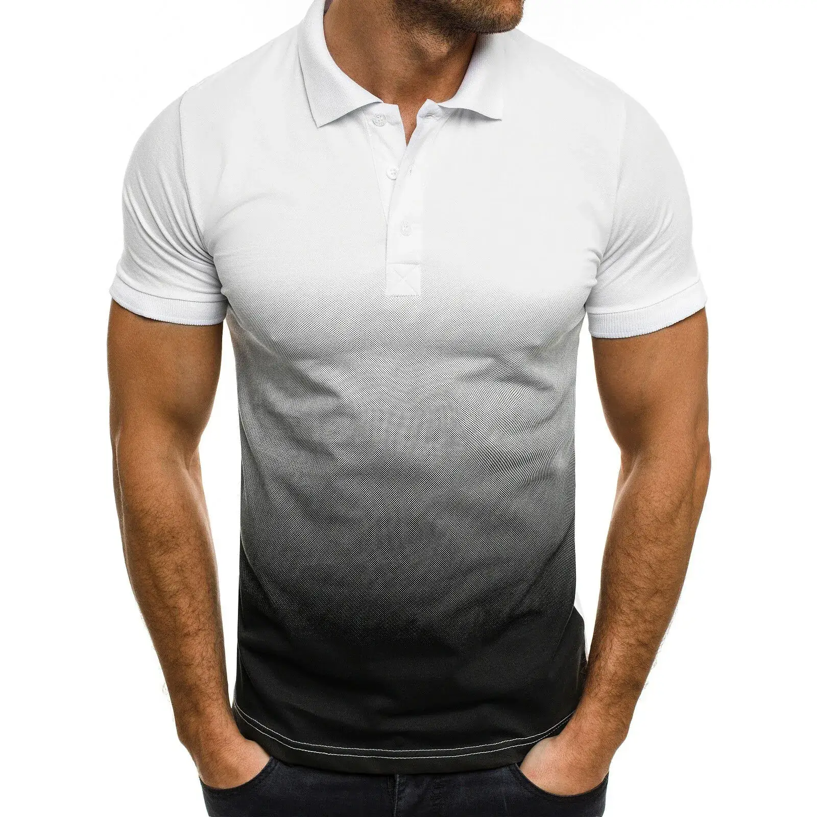 Men 3D Sports Polo Shirt Olive Green Slim Fit