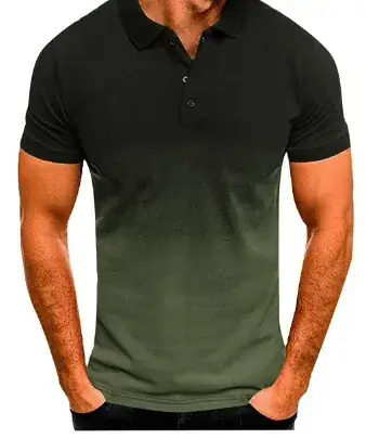 Men 3D Sports Polo Shirt Olive Green Slim Fit
