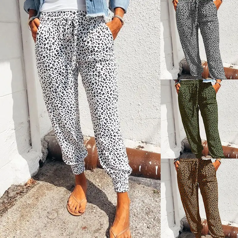 Spot Summer Leopard Print Loose Pants Green - Image 5