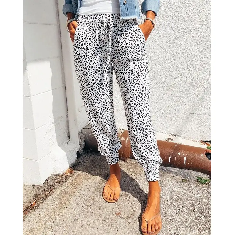 Spot Summer Leopard Print Loose Pants Green - Image 6