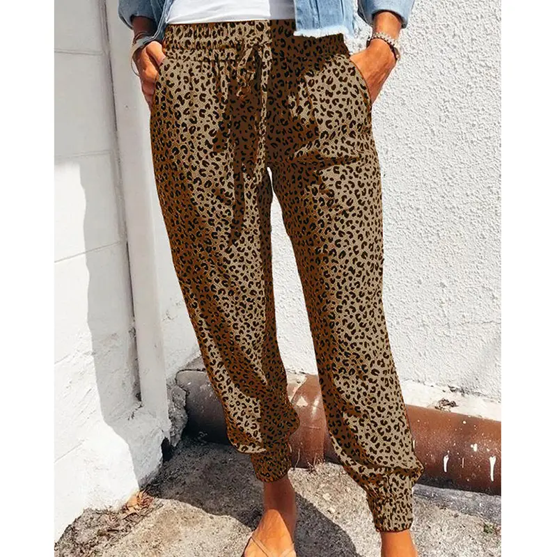 Spot Summer Leopard Print Loose Pants Green - Image 3