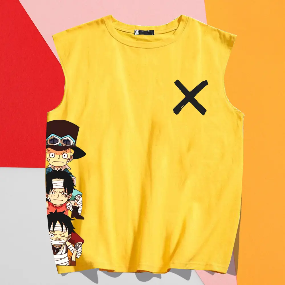 One Piece Anime Sleeveless Vest Yellow for Men Women