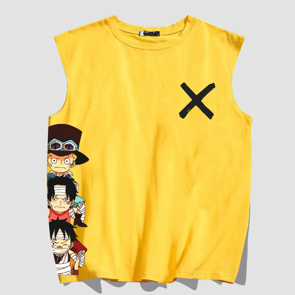 One Piece Anime Sleeveless Vest Yellow for Men Women