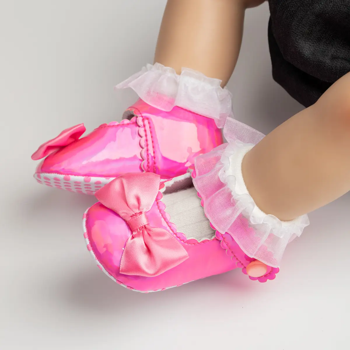 Pink Bow Baby Shoes 0-1 Year Old Non-Slip — feature 10