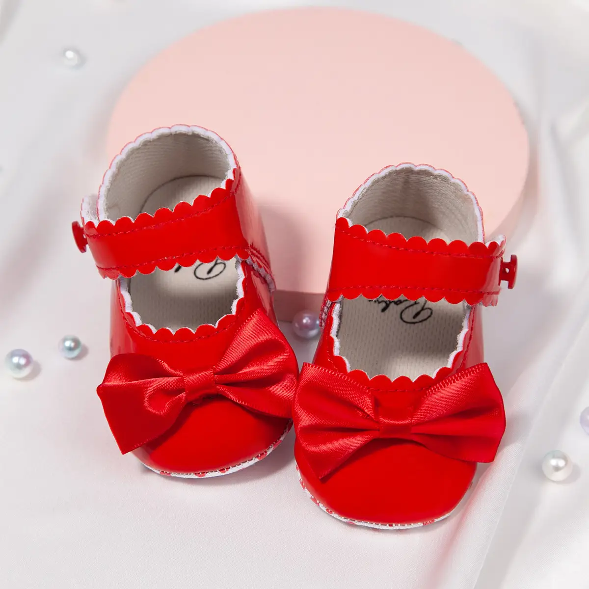 Pink Bow Baby Shoes 0-1 Year Old Non-Slip
