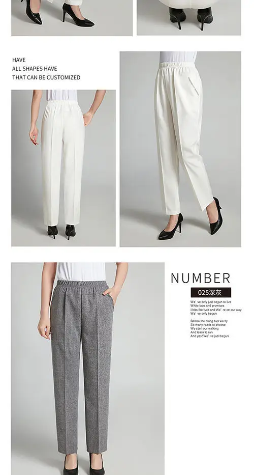 Women Cotton Linen Ankle Pants Black Elastic High Waist — feature 11