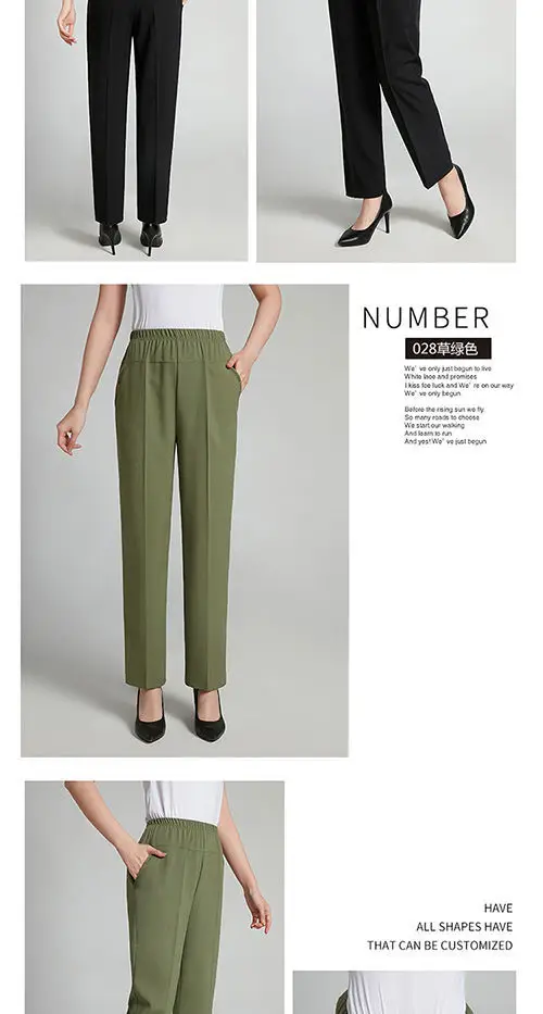 Women Cotton Linen Ankle Pants Black Elastic High Waist — feature 14