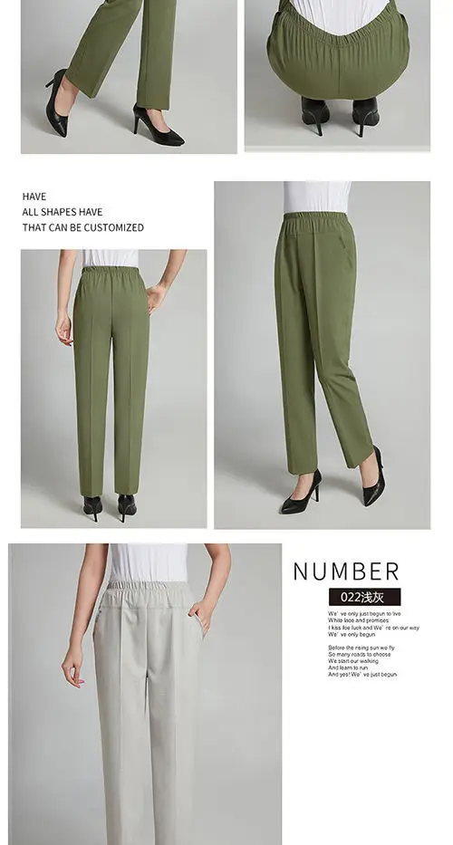 Women Cotton Linen Ankle Pants Black Elastic High Waist — feature 15