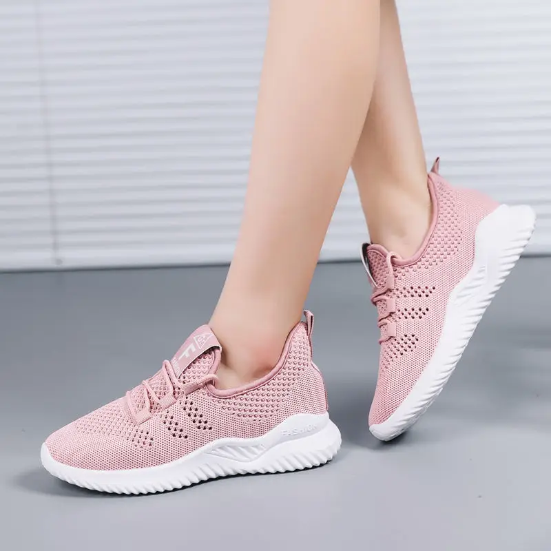 Women's Shoes, Autumn Fly-Knit White Shoes, Women's Trendy Casual Shoes, Women's Sports Shoes, Height-Increasing Flat Shoes, Breathable Flat Heels - Image 5