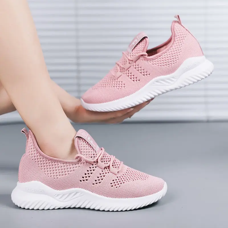 Women's Shoes, Autumn Fly-Knit White Shoes, Women's Trendy Casual Shoes, Women's Sports Shoes, Height-Increasing Flat Shoes, Breathable Flat Heels - Image 3