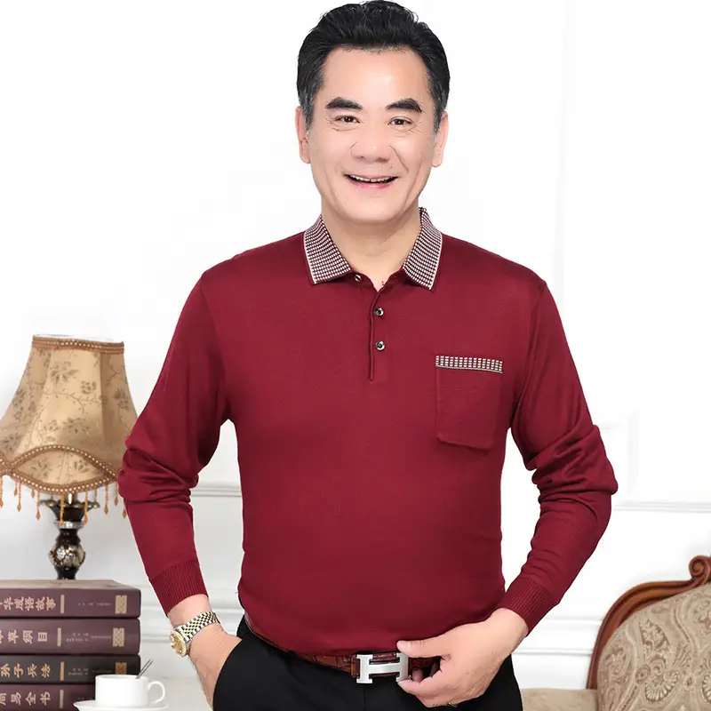 Men Navy Blue Long Sleeve T-Shirt with Real Pocket - Image 3