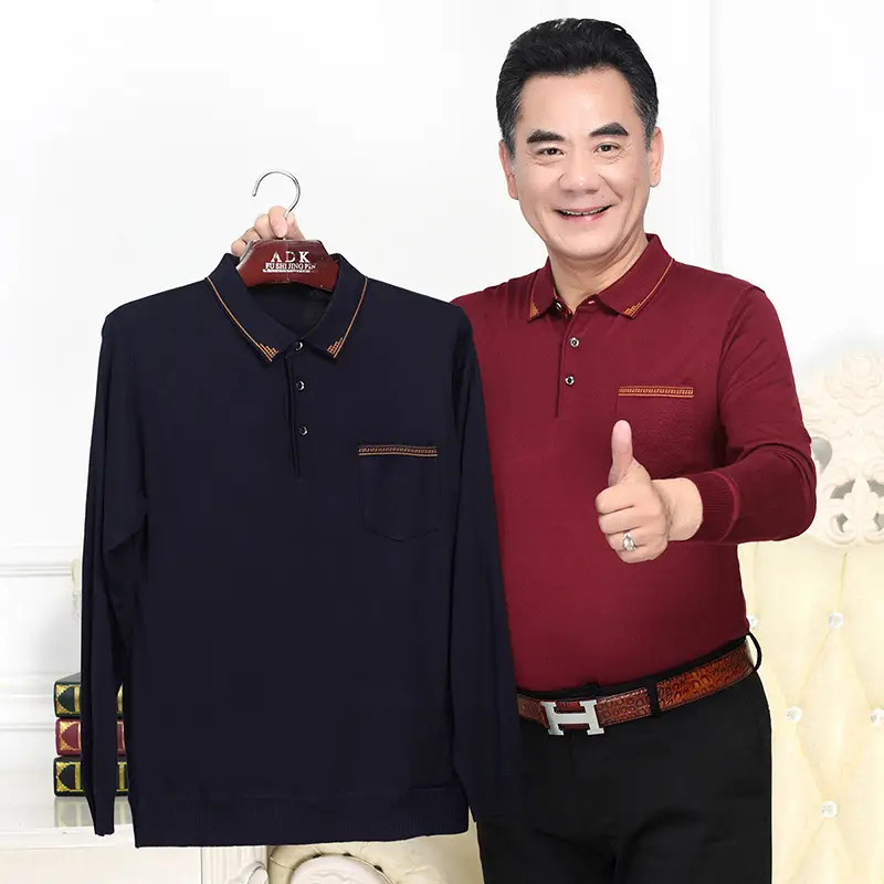 Men Navy Blue Long Sleeve T-Shirt with Real Pocket - Image 9