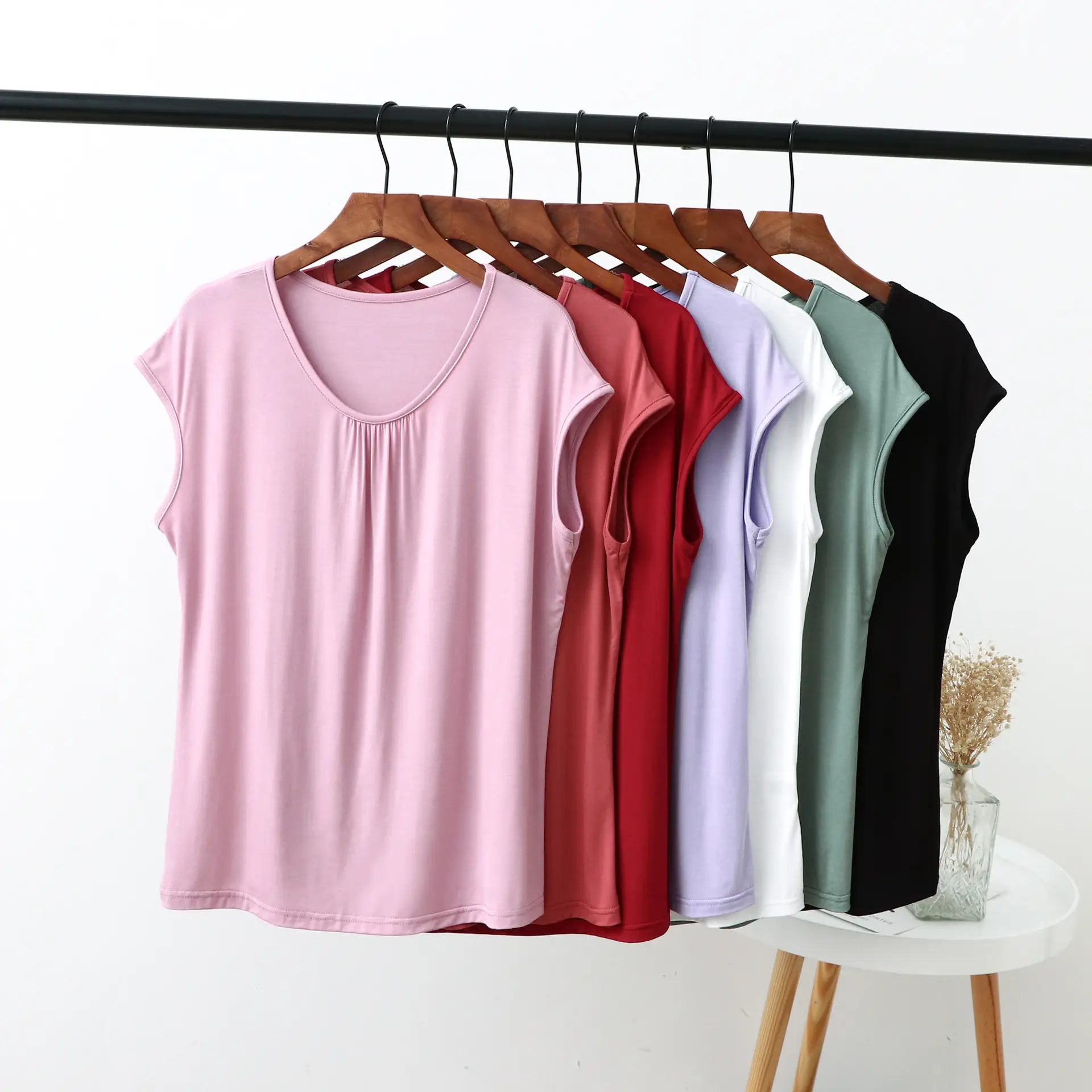 Women's White Short Sleeve T-Shirt Modal Fabric - Image 8