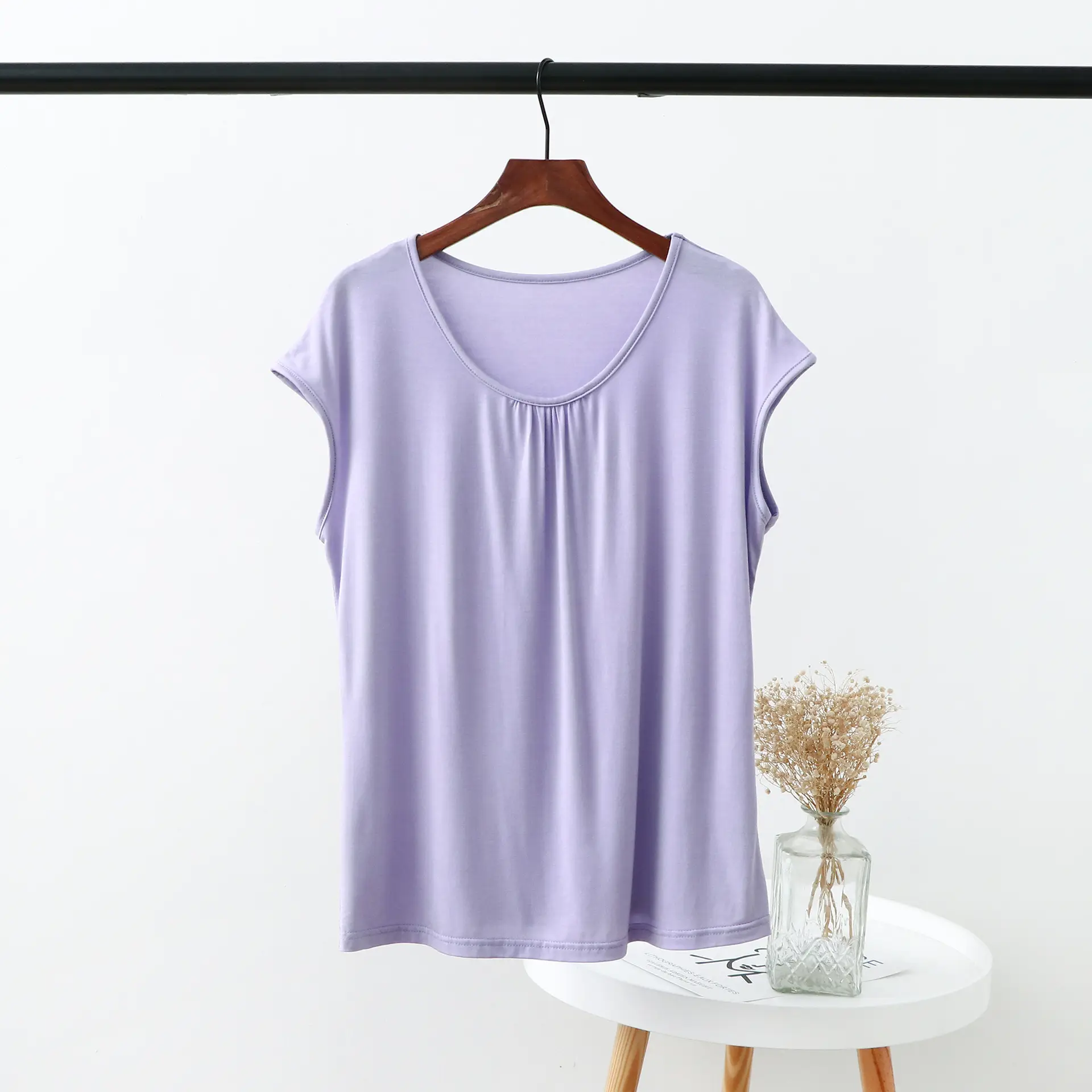 Women's White Short Sleeve T-Shirt Modal Fabric - Image 5