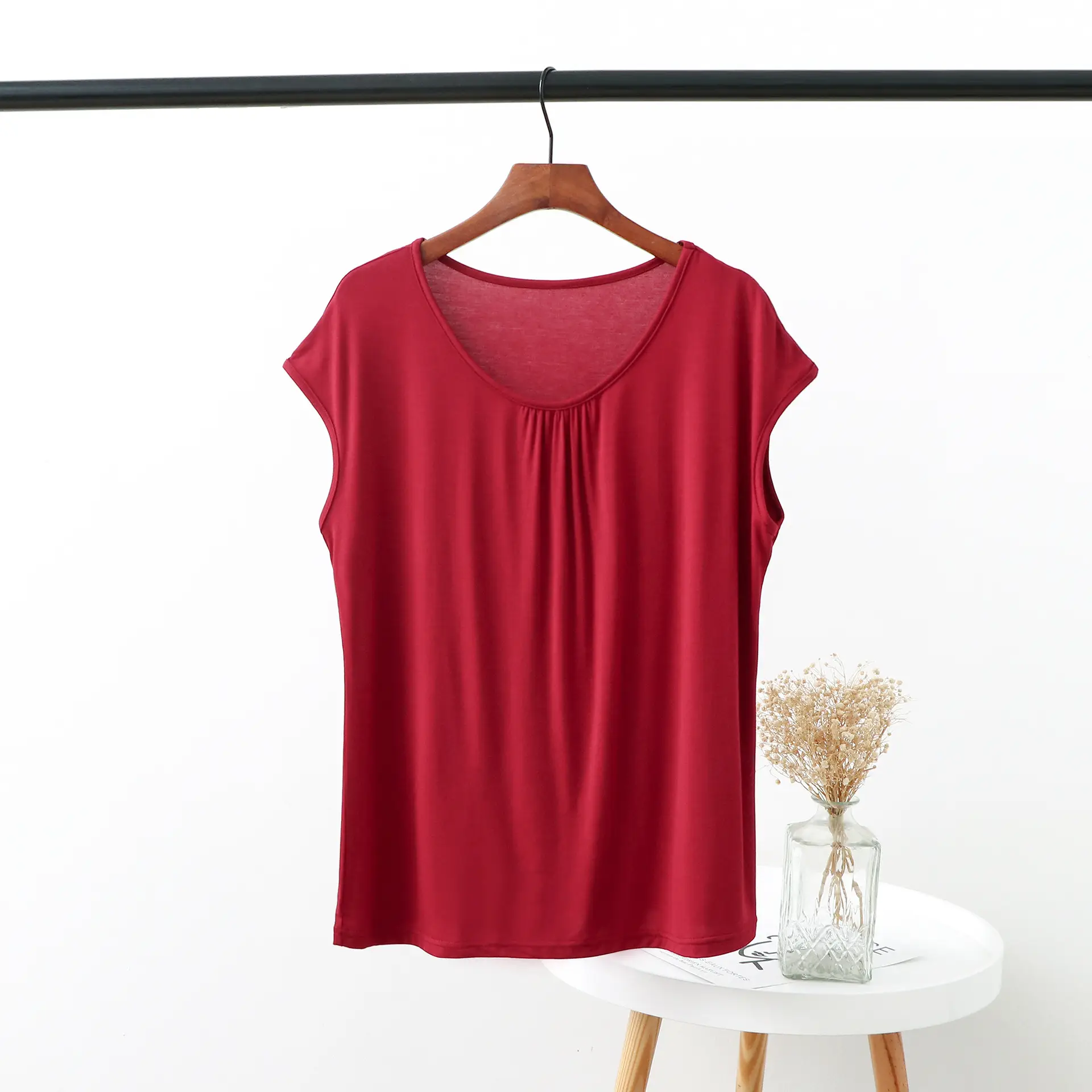 Women's White Short Sleeve T-Shirt Modal Fabric - Image 7