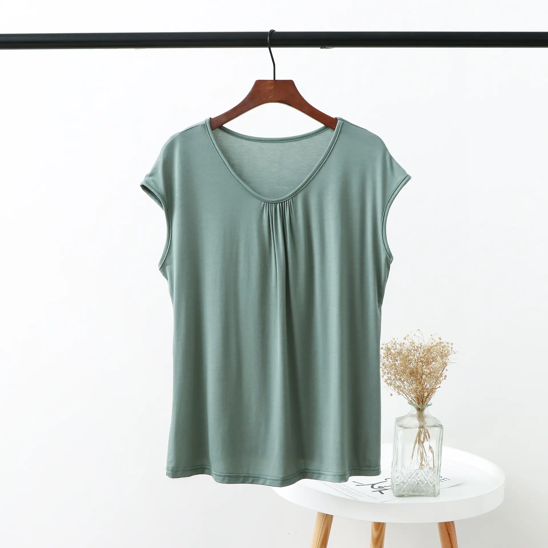 Women's White Short Sleeve T-Shirt Modal Fabric - Image 4