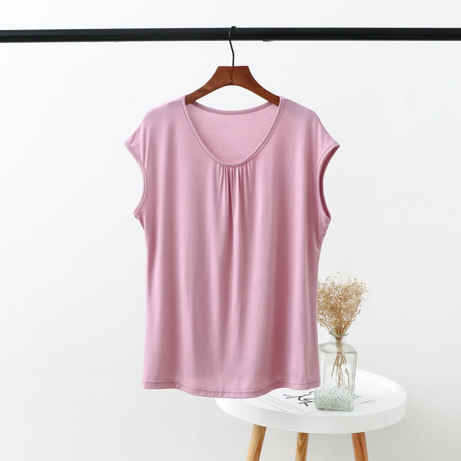 Women's White Short Sleeve T-Shirt Modal Fabric - Image 2