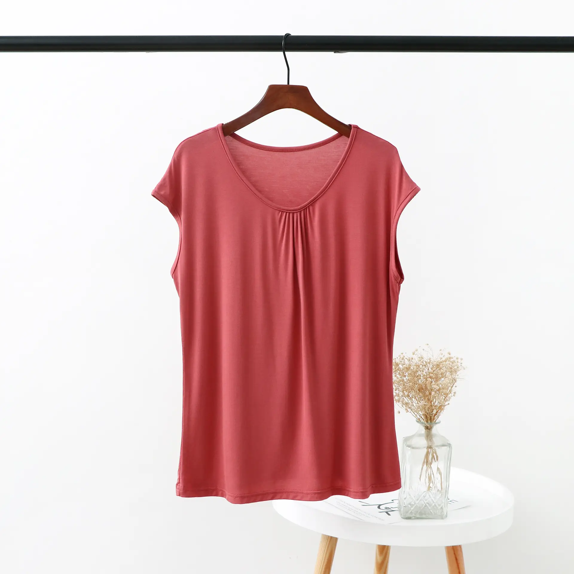 Women's White Short Sleeve T-Shirt Modal Fabric - Image 6