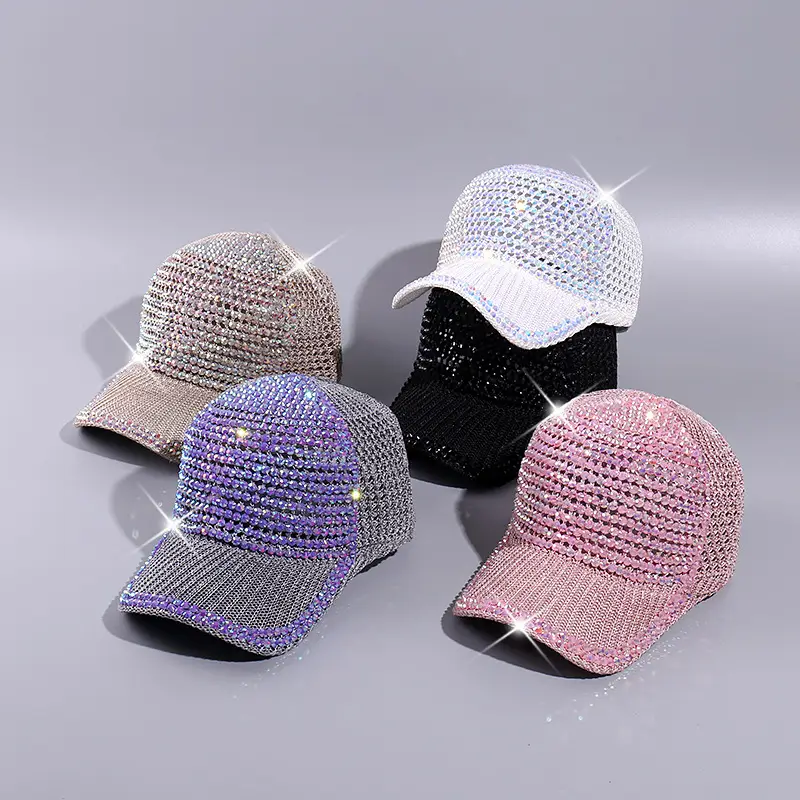 New Grid Rhinestone Baseball Cap Outdoor Sports Breathable Sun Hat Travel Sun Protection Duck Tongue Hat Wholesale - Image 6
