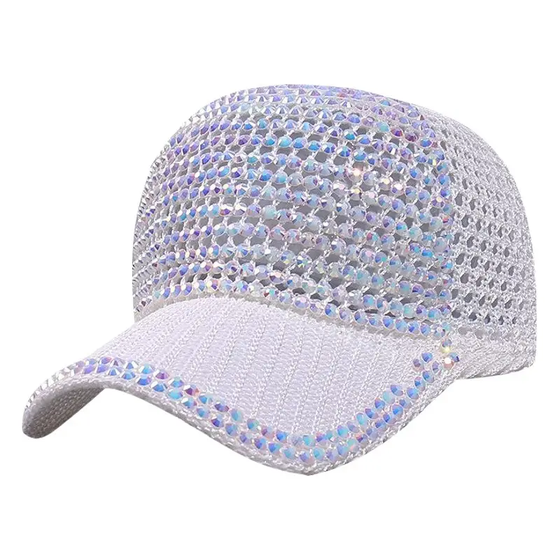 New Grid Rhinestone Baseball Cap Outdoor Sports Breathable Sun Hat Travel Sun Protection Duck Tongue Hat Wholesale