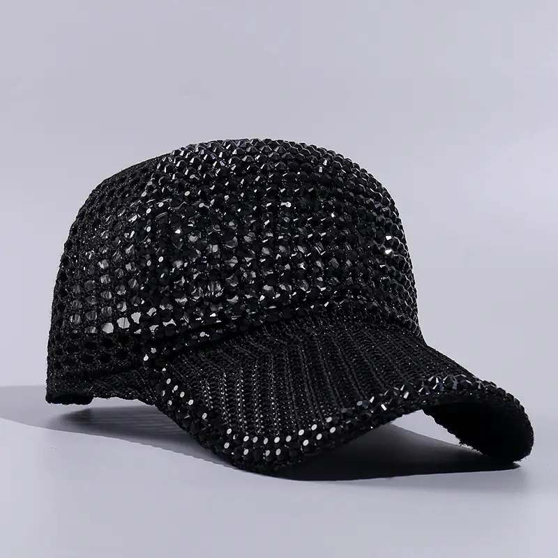New Grid Rhinestone Baseball Cap Outdoor Sports Breathable Sun Hat Travel Sun Protection Duck Tongue Hat Wholesale - Image 2