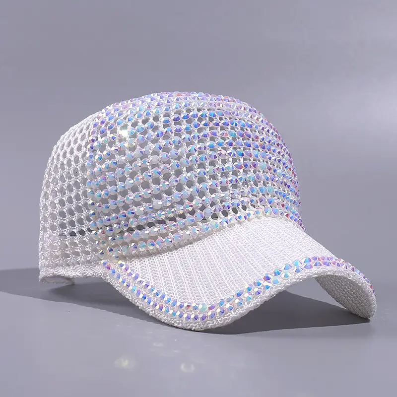 New Grid Rhinestone Baseball Cap Outdoor Sports Breathable Sun Hat Travel Sun Protection Duck Tongue Hat Wholesale - Image 3
