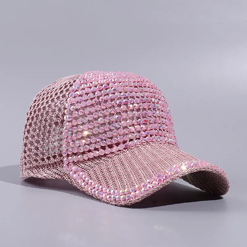 New Grid Rhinestone Baseball Cap Outdoor Sports Breathable Sun Hat Travel Sun Protection Duck Tongue Hat Wholesale - Image 4