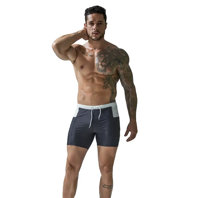 Men Hot Spring Swimming Trunks Blue Large - Image 8