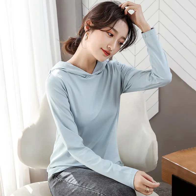 Women Green Hooded Sweatshirt Casual Top with Plaid Bottom