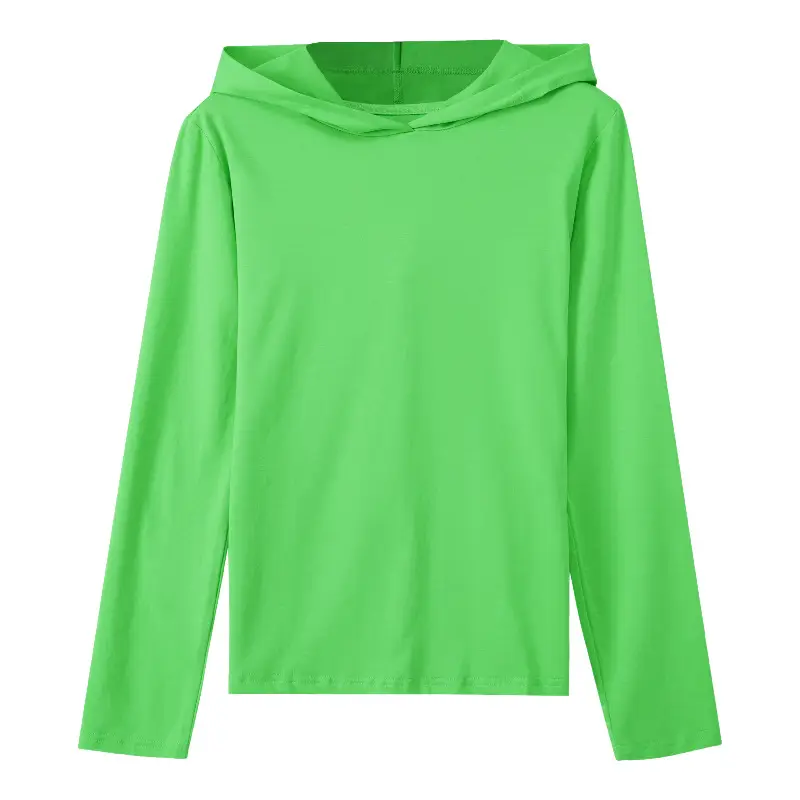 Women Green Hooded Sweatshirt Casual Top with Plaid Bottom