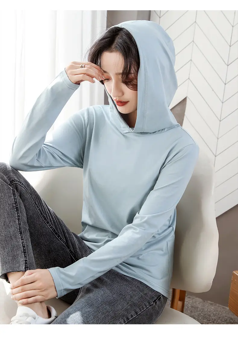 Women Green Hooded Sweatshirt Casual Top with Plaid Bottom — feature 12