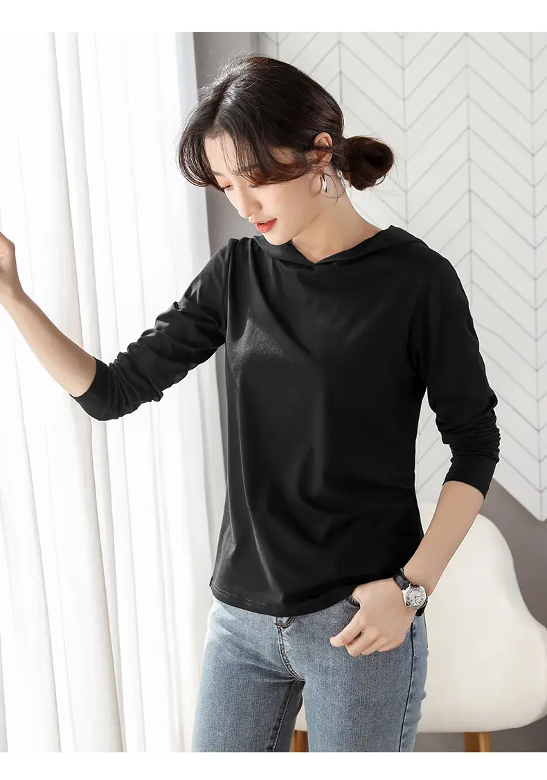 Women Green Hooded Sweatshirt Casual Top with Plaid Bottom — feature 15