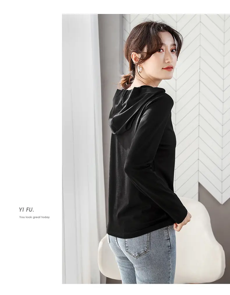 Women Green Hooded Sweatshirt Casual Top with Plaid Bottom — feature 16