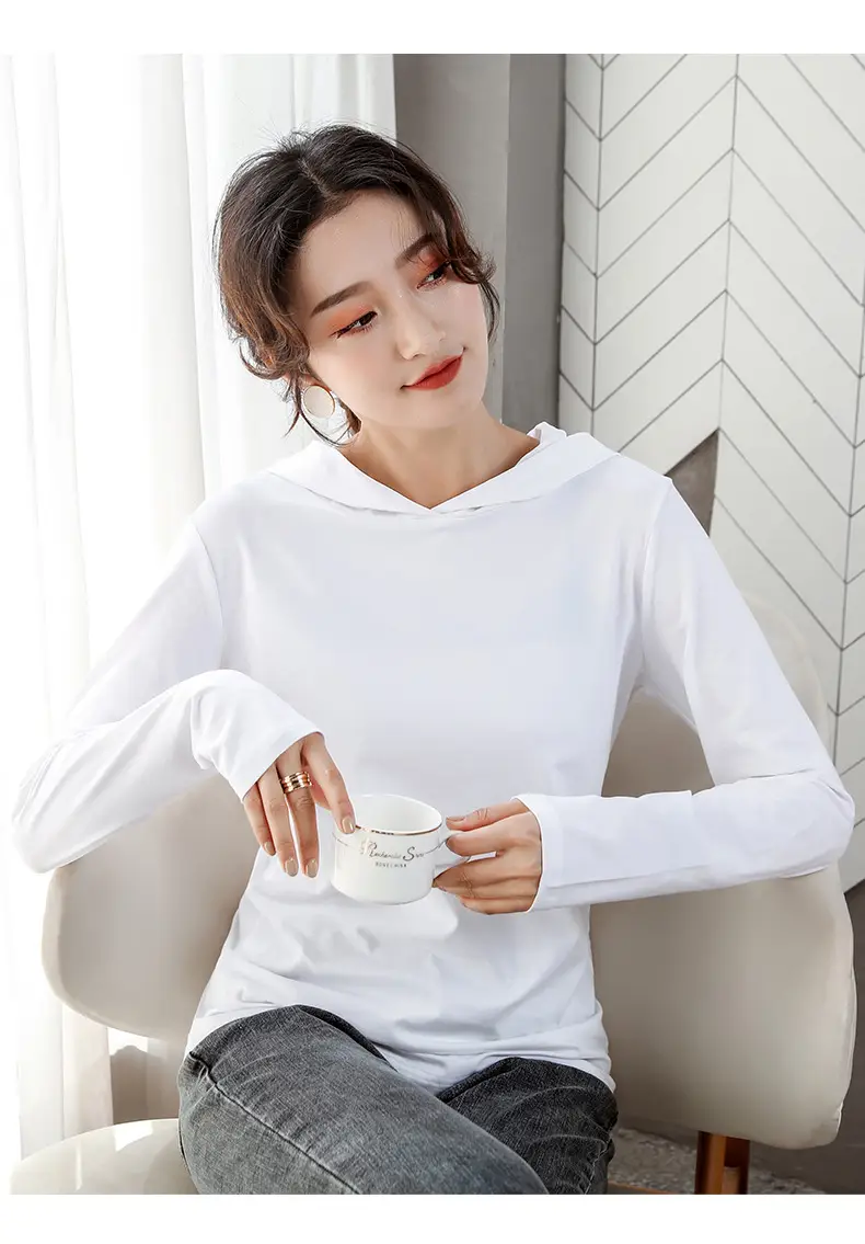 Women Green Hooded Sweatshirt Casual Top with Plaid Bottom — feature 18