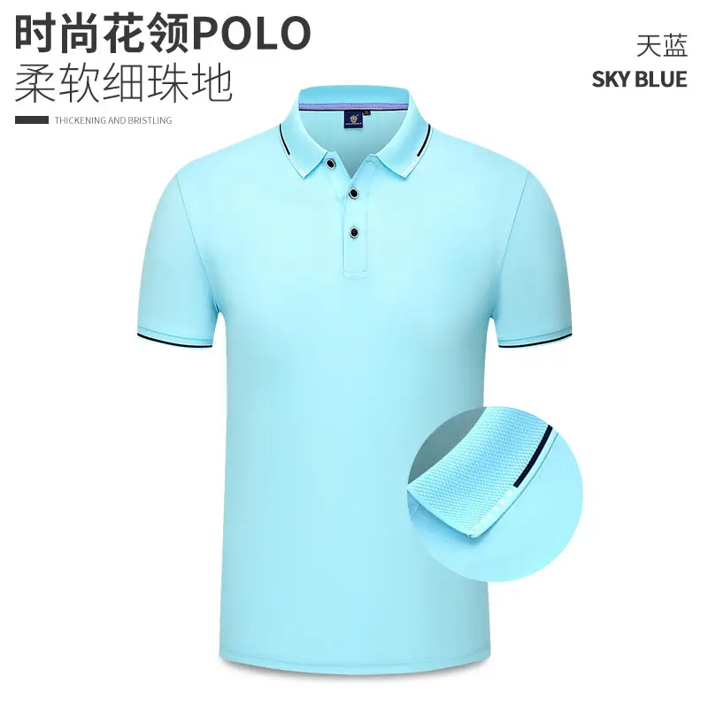 Men Blue Polo T-Shirt Short Sleeve Fixed Ogo Workwear - Image 12