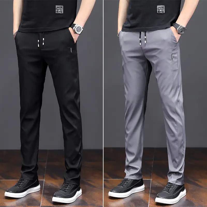 Men's Black Thin Straight Pants 2020 Spring - Image 5