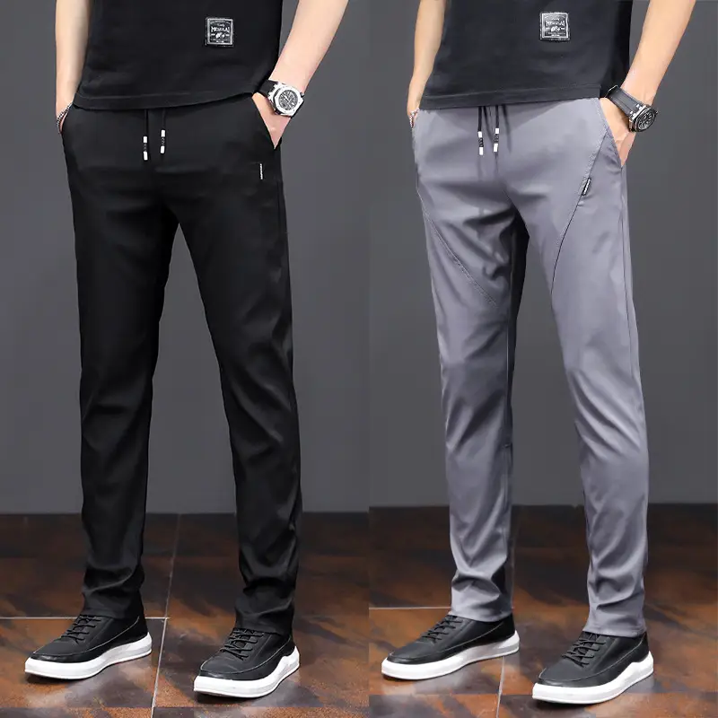 Men's Black Thin Straight Pants 2020 Spring - Image 6