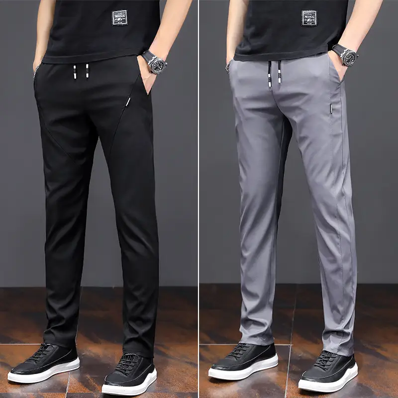 Men's Black Thin Straight Pants 2020 Spring - Image 7