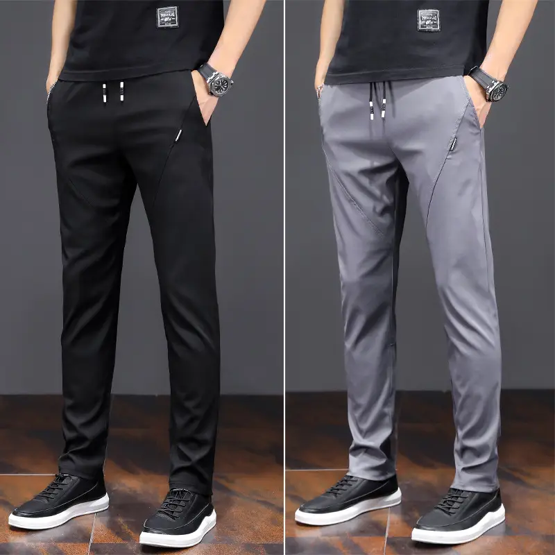 Men's Black Thin Straight Pants 2020 Spring - Image 8