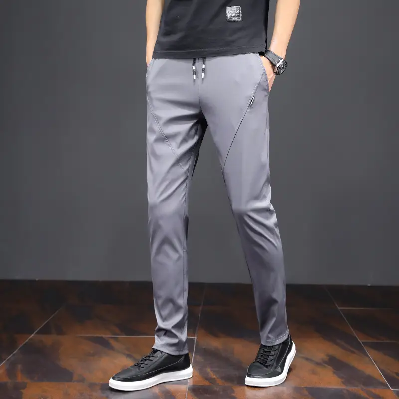 Men's Black Thin Straight Pants 2020 Spring - Image 2