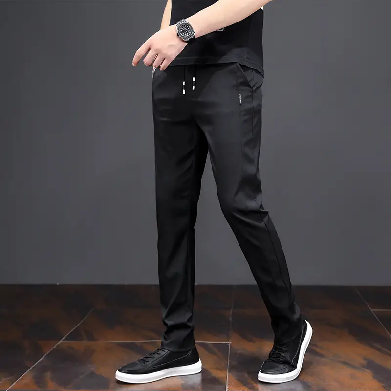 Men's Black Thin Straight Pants 2020 Spring - Image 3
