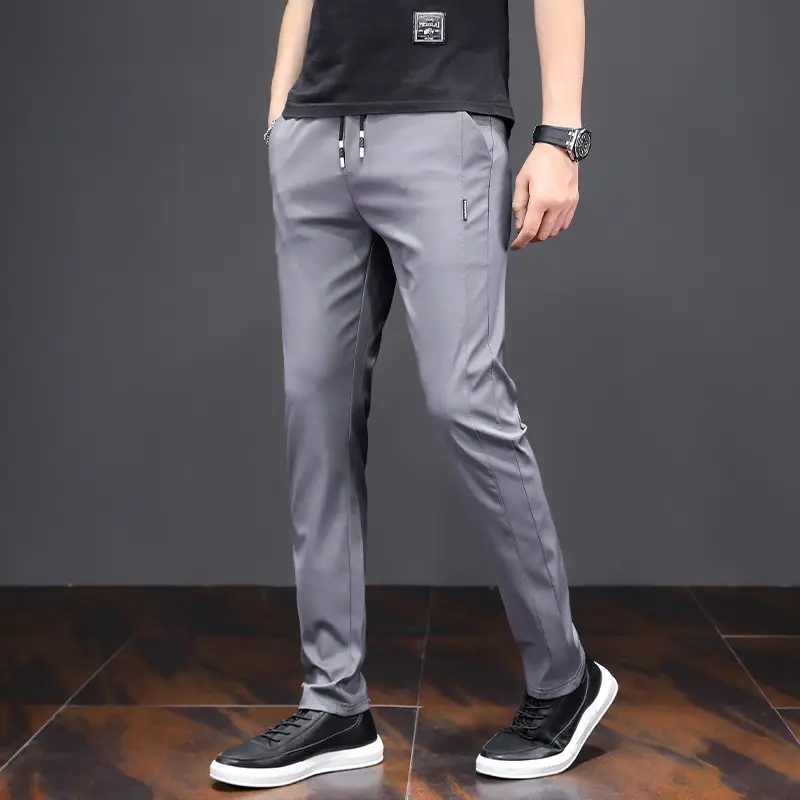Men's Black Thin Straight Pants 2020 Spring - Image 4