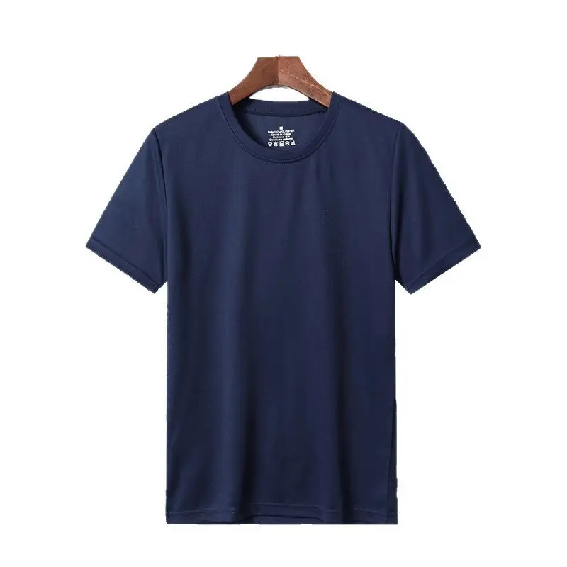 Men Navy Blue Quick-Drying T-Shirt Summer Sports Wear - Image 10