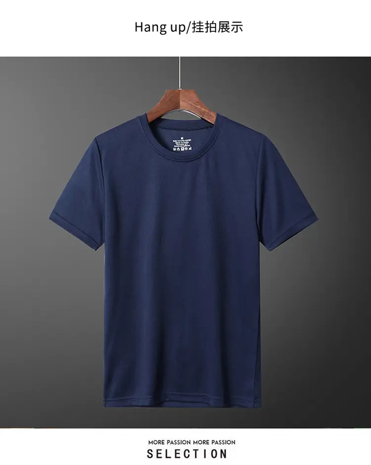 Men Navy Blue Quick-Drying T-Shirt Summer Sports Wear — feature 10