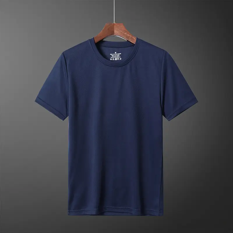 Men Navy Blue Quick-Drying T-Shirt Summer Sports Wear - Image 4