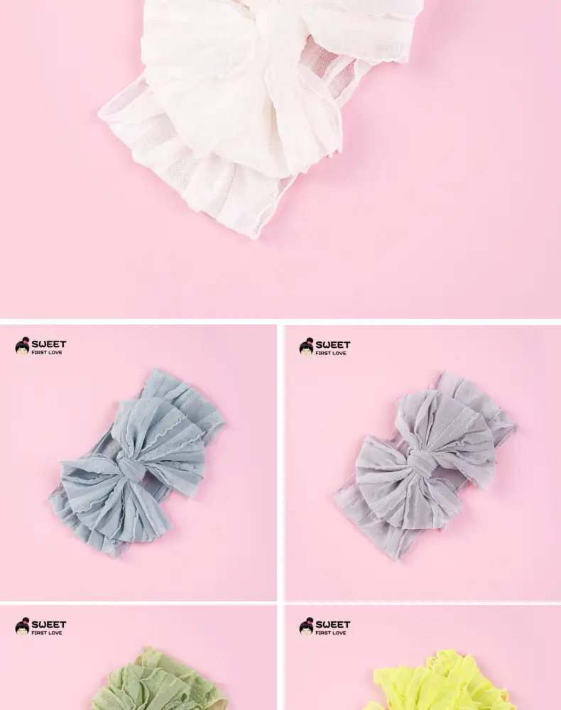 White Elastic Hair Band for Women Large Bow — feature 17